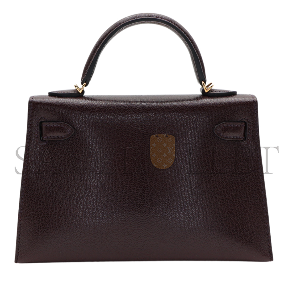 HERMÈS KELLY II SELLIER MINI ROUGE SELLIER CHEVRE LEATHER GOLD HARDWARE (19*12*5.5cm) 